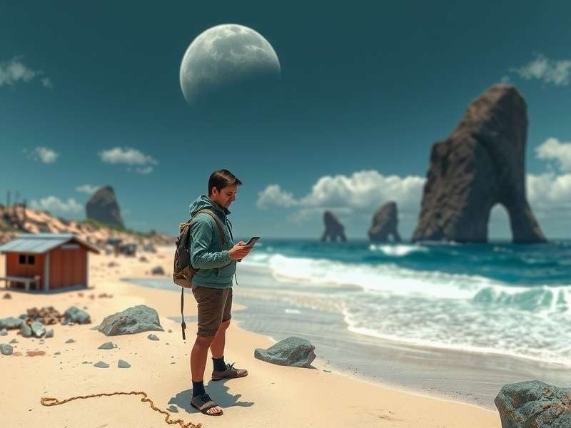 Goan Meteor Dominion - Cosmic Beach Adventure Goan Meteor Dominion main character exploring a beach with alien technology