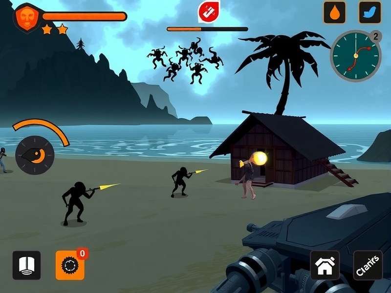 Goan Meteor Dominion - Beach Combat Gameplay Goan Meteor Dominion gameplay showing combat with aliens near a beach shack